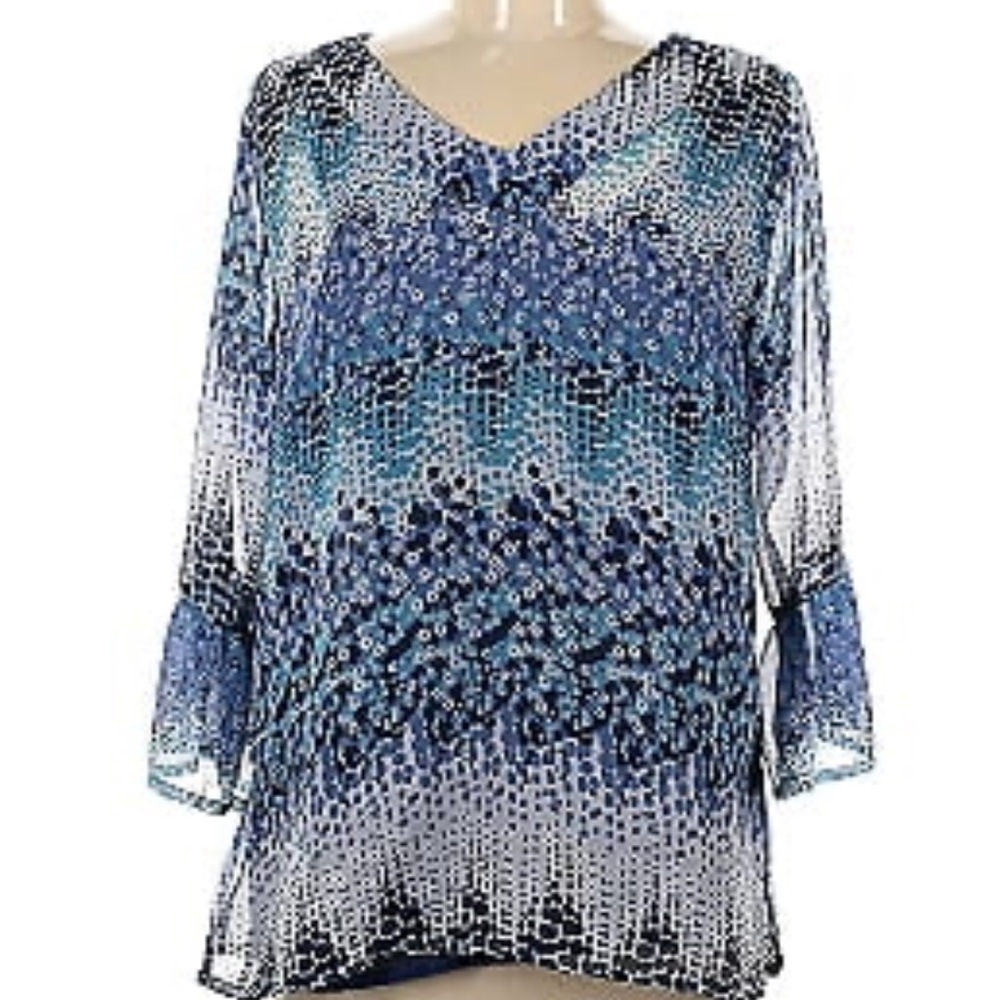 Krazy Kat- Sheer multi print blouse-XXL